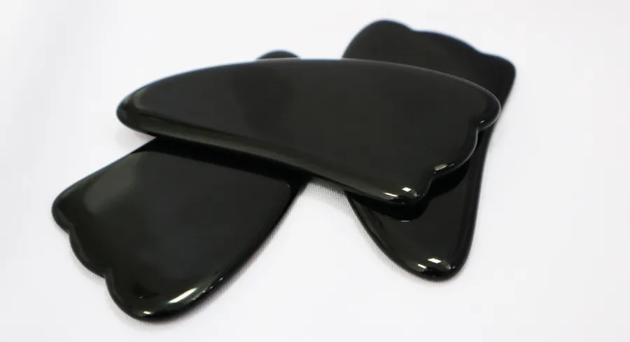 Масажен камък Гуа ша Gua Sha Черен обсидиан за лице и тяло