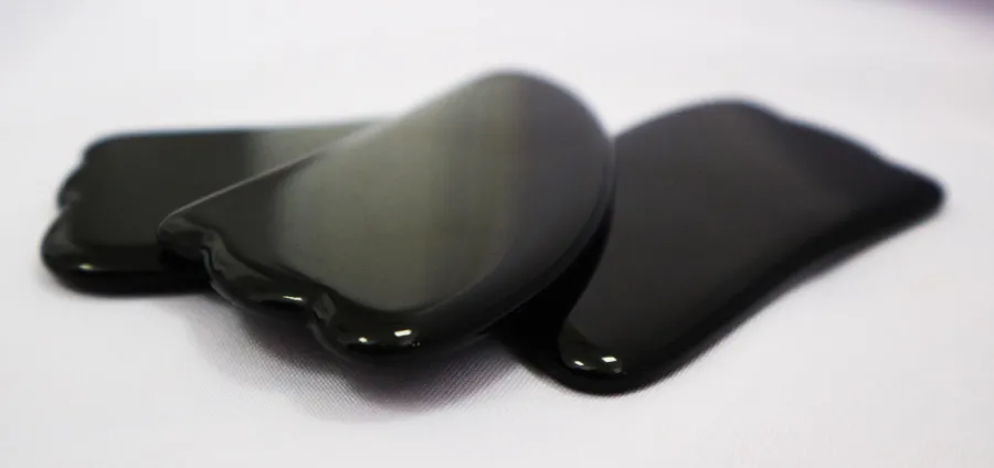 Масажен камък Гуа ша Gua Sha Черен обсидиан за лице и тяло