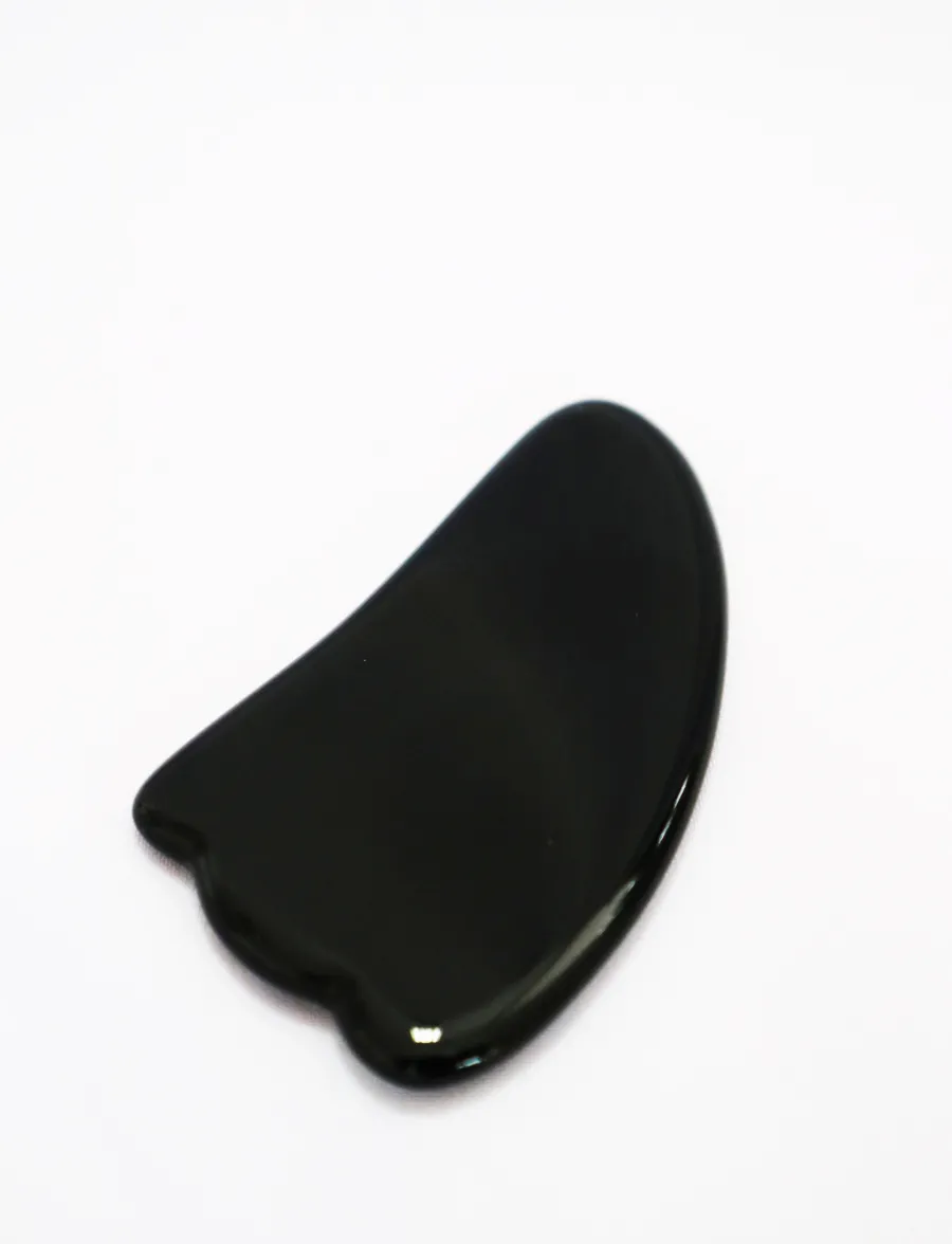 Масажен камък Гуа ша Gua Sha Черен обсидиан за лице и тяло