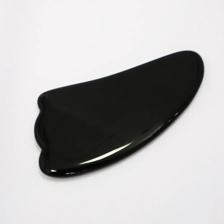 Масажен камък Гуа ша Gua Sha Черен обсидиан за лице и тяло