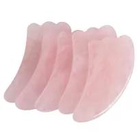 Масажен камък Гуа ша Gua Sha Розов кварц за лице и тяло