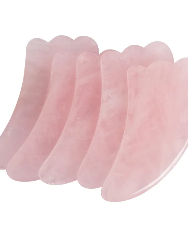Масажен камък Гуа ша Gua Sha Розов кварц за лице и тяло