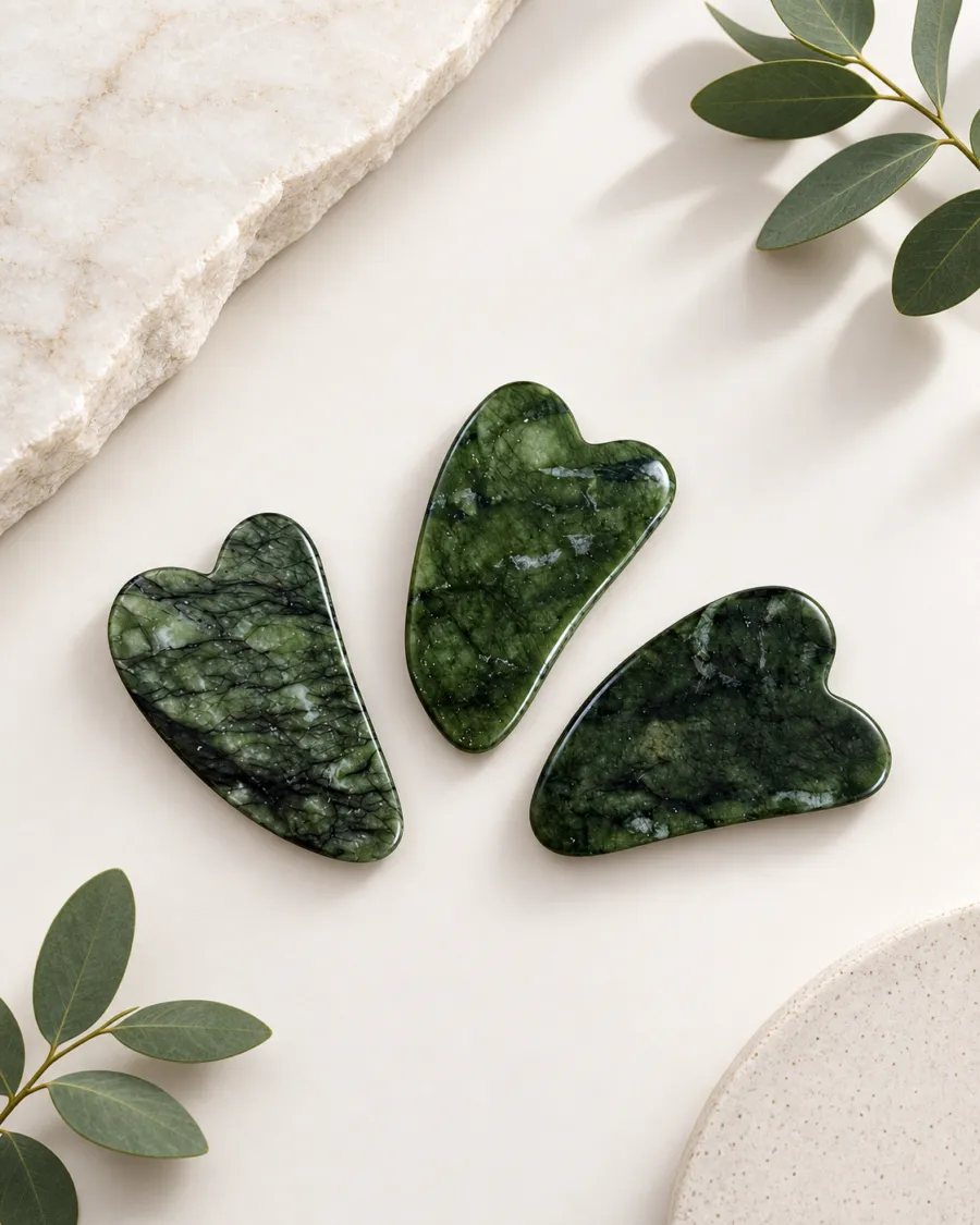 Мини Масажен камък Гуа ша Gua Sha Зелен нефрит