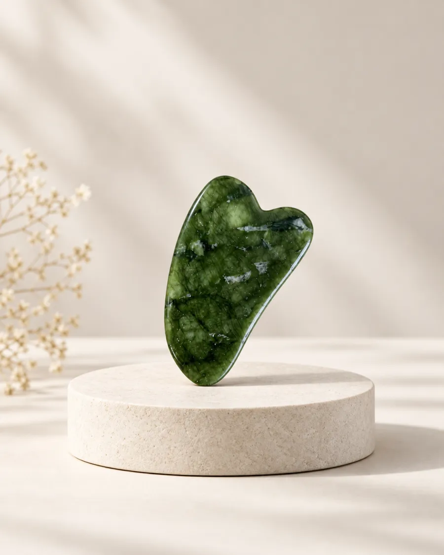 Мини Масажен камък Гуа ша Gua Sha Зелен нефрит